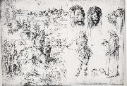 Albrecht Durer Sketch Sheet with the Rape of Europa painting